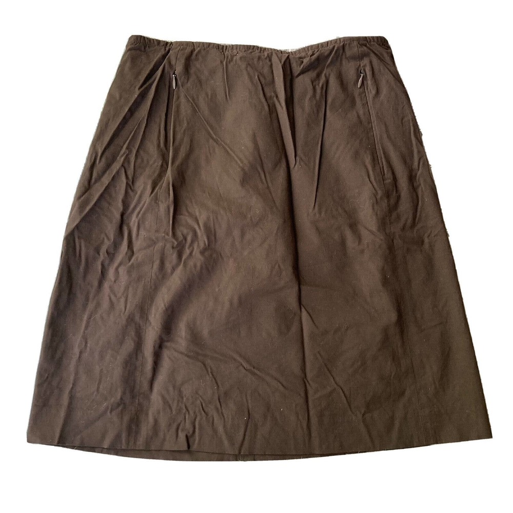 Ann Taylor Womens Sz 8P Petite Straight Skirt Brown Stretch Knee Length Zippers